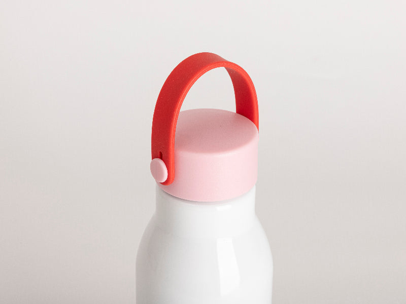 20oz/650ml Sublimation Aluminum Bottle w/ Carry Handle Lid (Pink Lid & Red Handle)