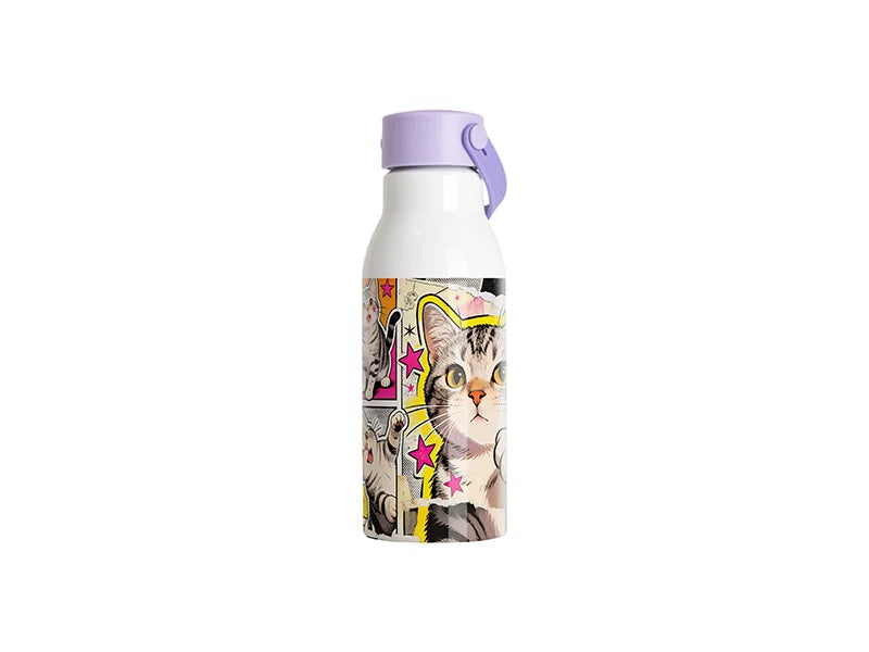 20oz/650ml Sublimation Aluminum Bottle w/ Carry Handle Lid(Lavender Lid & Lavender Handle)