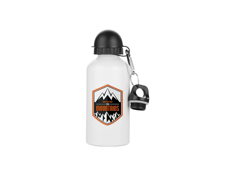 Sublimation Water Bottle 500ml, White with Two Caps