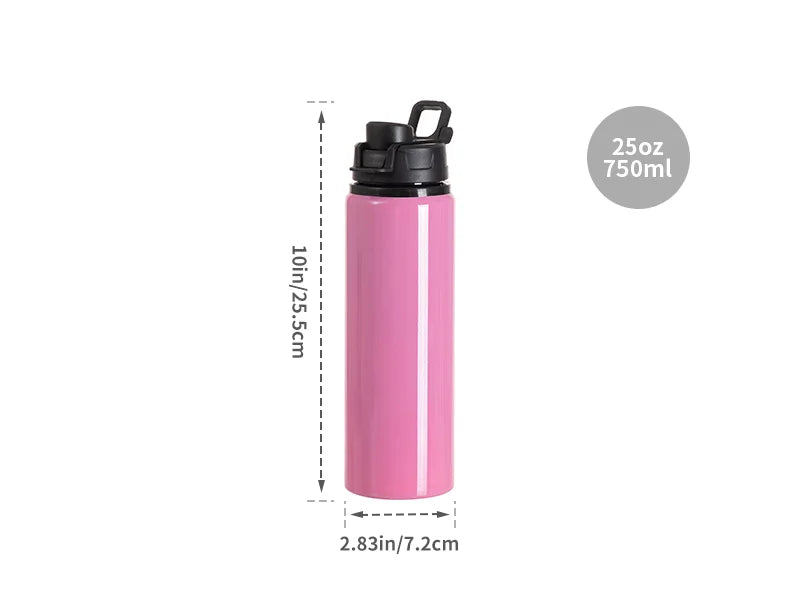 Sublimation Blanks 25oz/750ml Aluminum Water Bottle (Dark Pink)