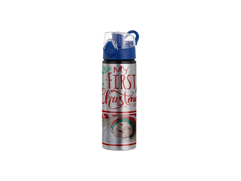 Sublimation 750ml Alu Water Bottle with Blue Cap (Silver) MOQ: 2000