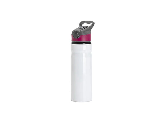 Sublimation 25oz/750ml Aluminium Water Bottle with Rose Red&Gray Cap (White)