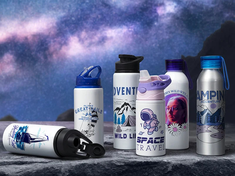 Sublimation Blanks 20oz/600ml White Aluminium Bottle w/ Black Portable Flip Lid