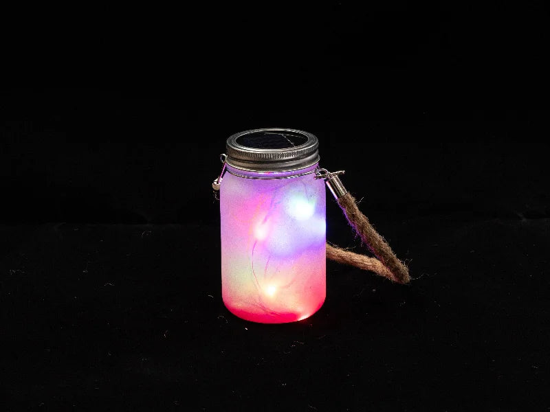 15oz/450ml Sublimation Blanks Mason Jar w/ Lantern Lid and Hemp Rope Handle (Frosted, Gradient Rose Red)