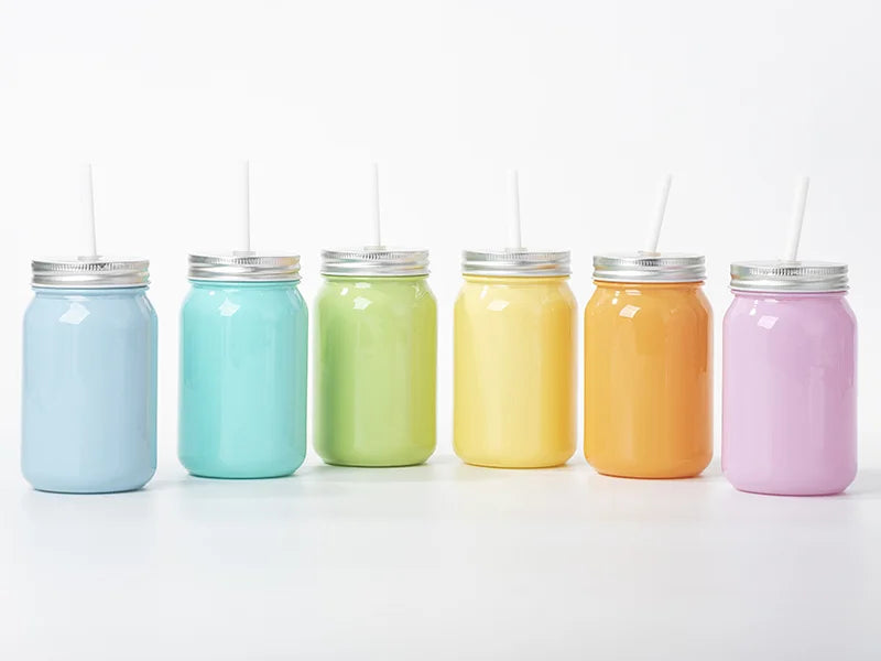 Sublimation Blanks 15oz/450ml Full Color Mason Jar no Handle (Green)
