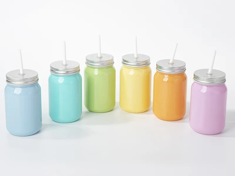 Sublimation Blanks 15oz/450ml Full Color Mason Jar no Handle (Light Blue)
