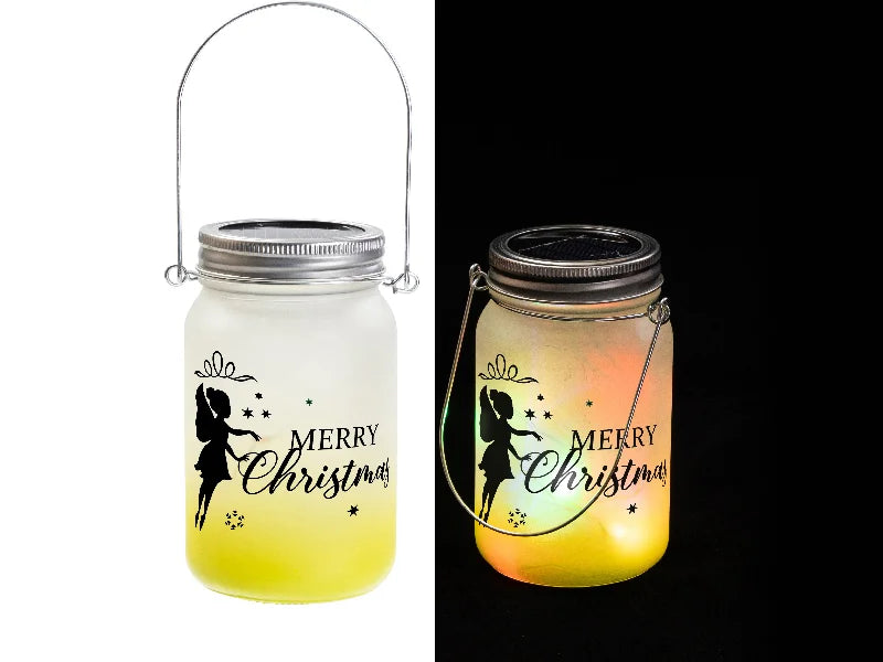 15oz/450ml Sublimation Blanks Mason Jar w/ Lantern Lid and Metal Handle (Frosted, Gradient Lemon Yellow)