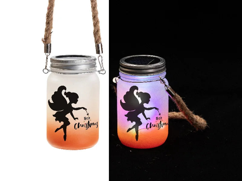 15oz/450ml Sublimation Blanks Mason Jar w/ Lantern Lid and Hemp Rope Handle (Frosted, Gradient Orange)