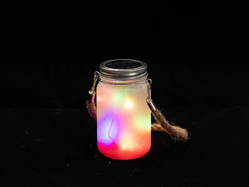 15oz/450ml Sublimation Blanks Mason Jar w/ Lantern Lid and Hemp Rope Handle (Frosted, Gradient Red)