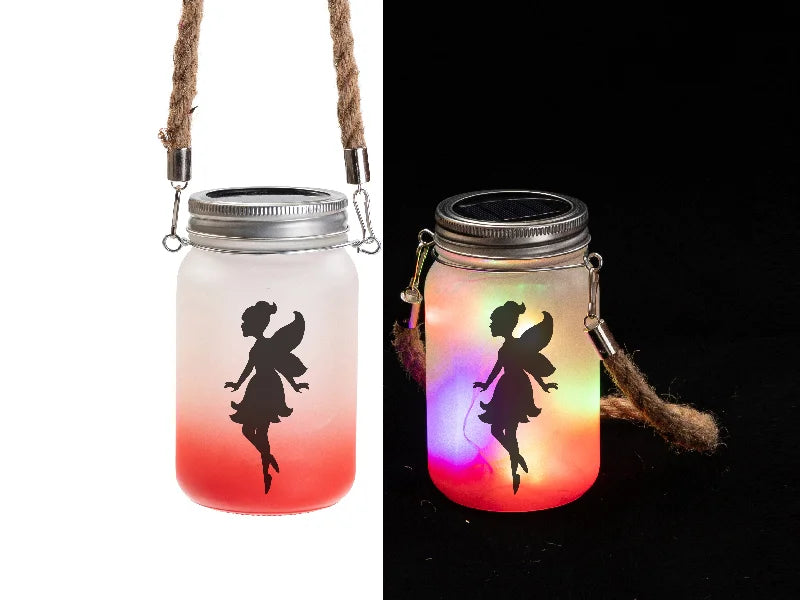 15oz/450ml Sublimation Blanks Mason Jar w/ Lantern Lid and Hemp Rope Handle (Frosted, Gradient Red)