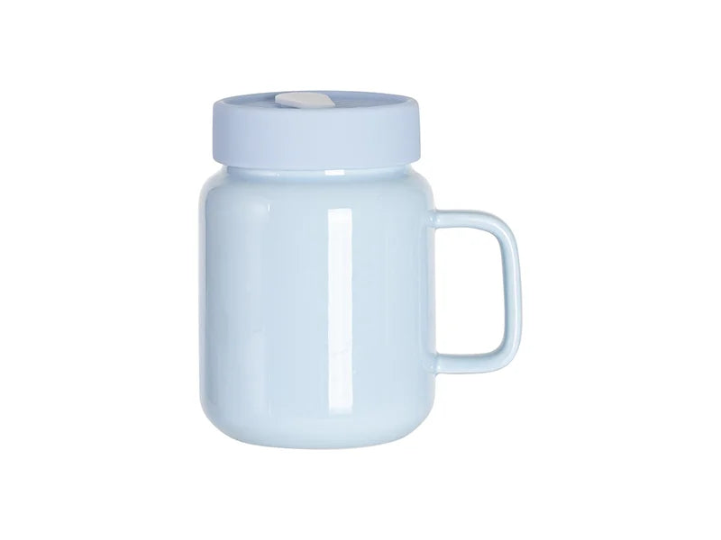 Sublimation Blanks 16oz/500ml Ceramic Mason Jar with Silicon Lid (Light Blue)