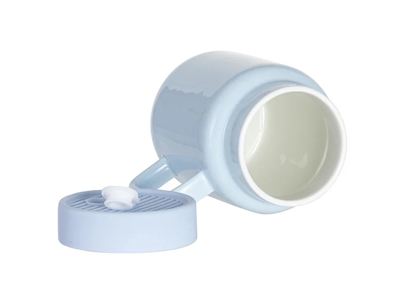Sublimation Blanks 16oz/500ml Ceramic Mason Jar with Silicon Lid (Light Blue)