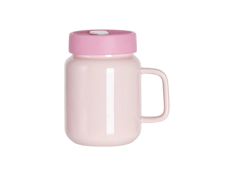Sublimation Blanks 16oz/500ml Ceramic Mason Jar with Silicon Lid (Pink)