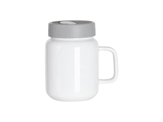 Sublimation Blanks 16oz/500ml Ceramic Mason Jar with Gray Silicon Lid (White)