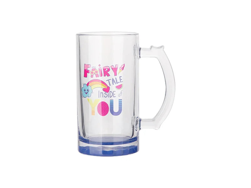 16oz Sublimation Clear Glass Beer Mug (Dark Blue Bottom)