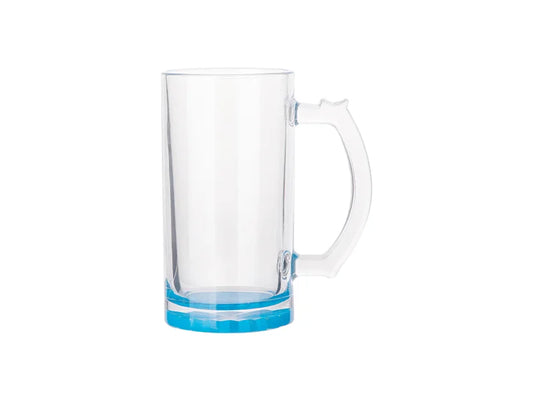 16oz Sublimation Clear Glass Beer Mug (Light Blue Bottom)