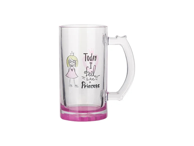 16oz Sublimation Clear Glass Beer Mug (Purple Red Bottom)