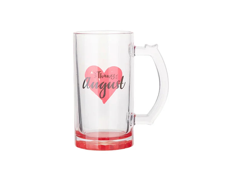 Sublimation 16oz Clear Glass Beer Mug (Red Bottom)