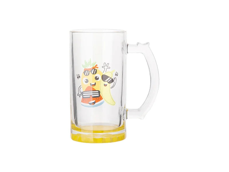 16oz Sublimation Clear Glass Beer Mug (Yellow Bottom)