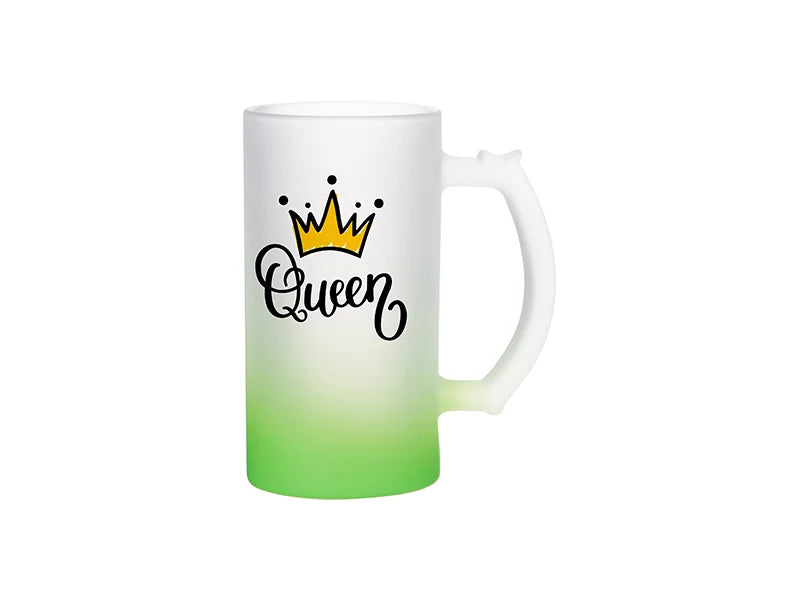 16oz Sublimation Glass Beer Mug Gradient Green