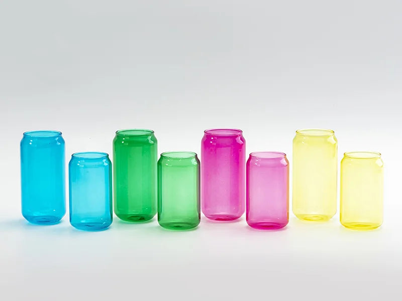 Sublimation Blanks 13oz/400ml Full Color Can Glass Mug with Straw (Yellow)