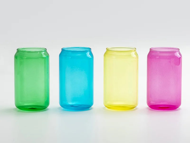 Sublimation Blanks 13oz/400ml Full Color Can Glass Mug with Straw (Green)