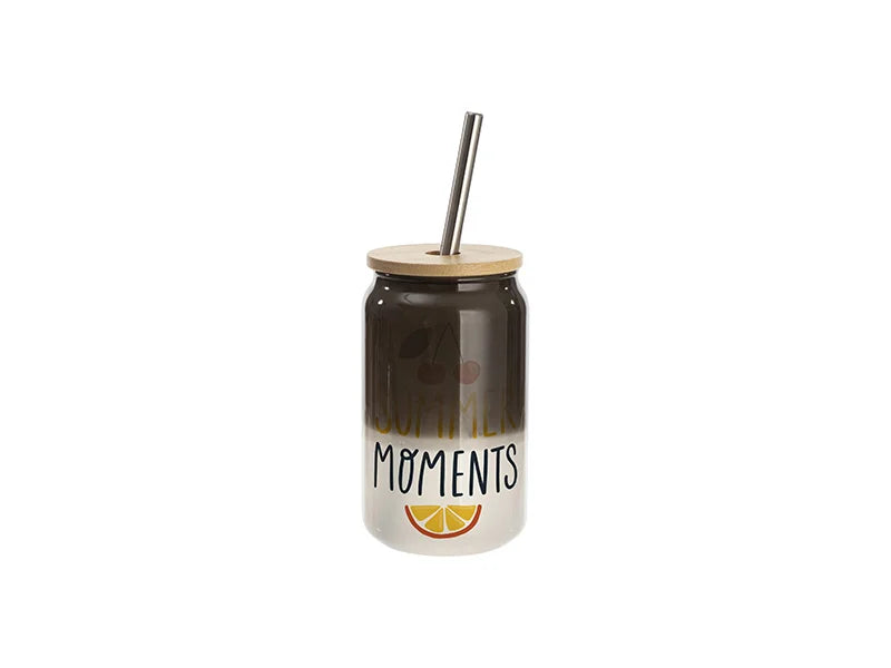 Sublimation Blanks 13oz/400ml Thermal Color Change Glass Can with Bamboo Lid