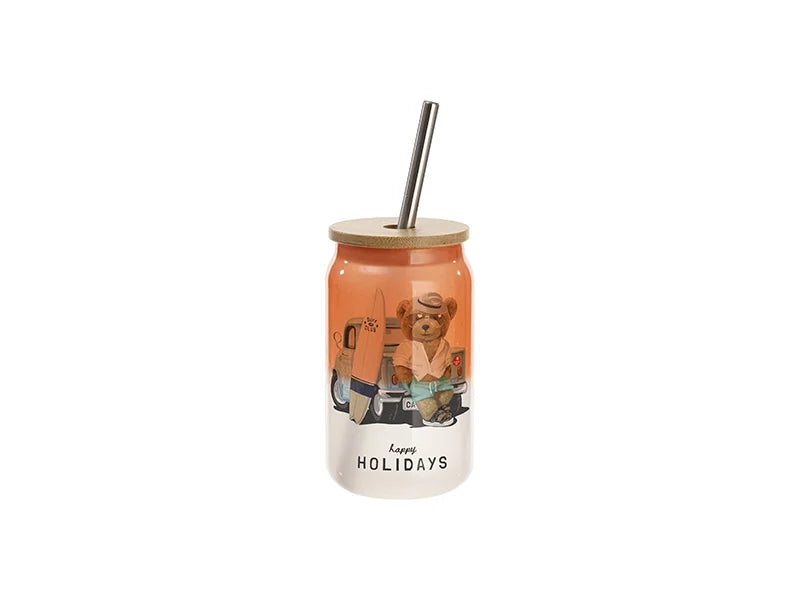Sublimation Blanks 13oz/400ml Thermal Color Change Glass Can with Bamboo Lid