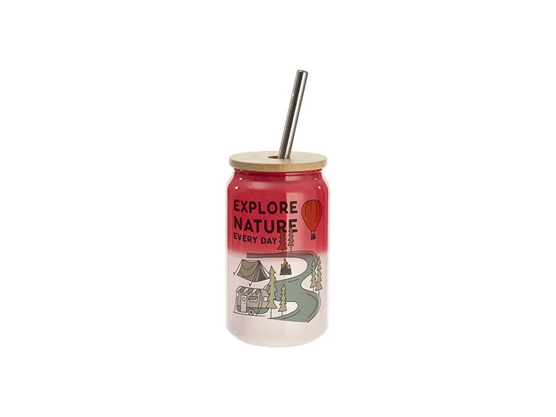 Sublimation Blanks 13oz/400ml Thermal Color Change Glass Can with Bamboo Lid