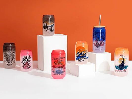 Sublimation Blanks 18oz/550ml Thermal Color Change Glass Can with Bamboo Lid