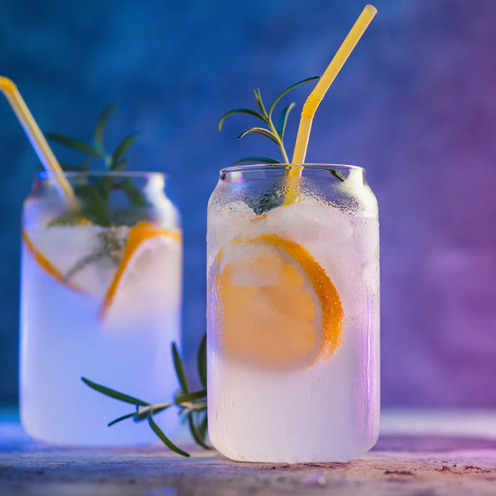 Sublimation Blanks 13oz/400ml Clear Can Glass Mug with bamboo lid & ss straw