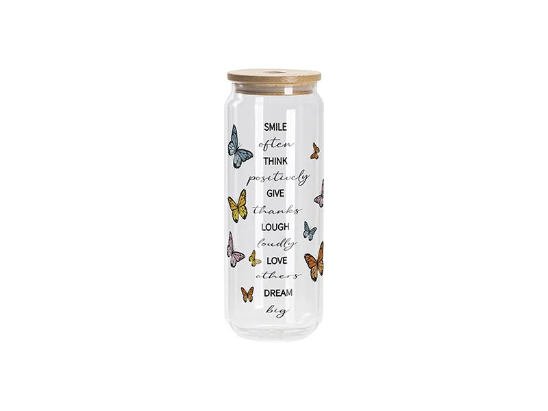 Sublimation Blanks 25oz/750ml Frosted Can Glass Mug with bamboo lid