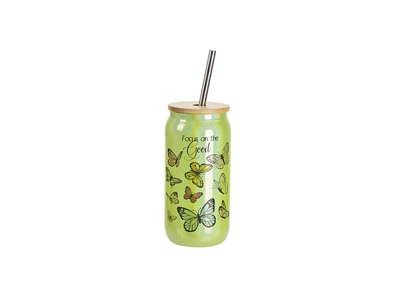 Sublimation Blanks 18oz/550ml Clear Sparkling Rainbow Glass Can