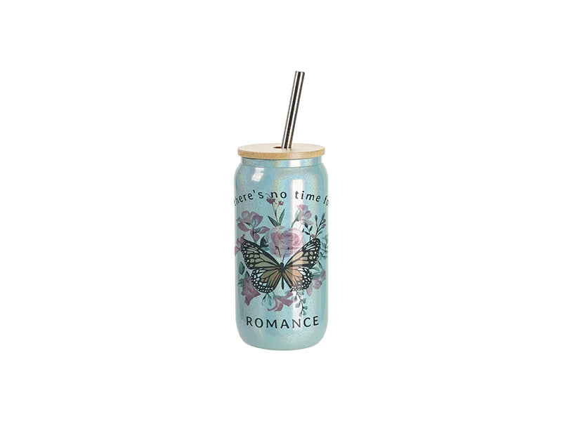 Sublimation Blanks 18oz/550ml Clear Sparkling Rainbow Glass Can