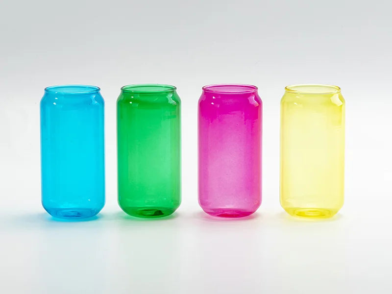 Sublimation Blanks 18oz/550ml Full Color Can Glass Mug with Straw(Blue)