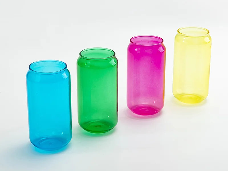 Sublimation Blanks 18oz/550ml Full Color Can Glass Mug with Straw(Green)