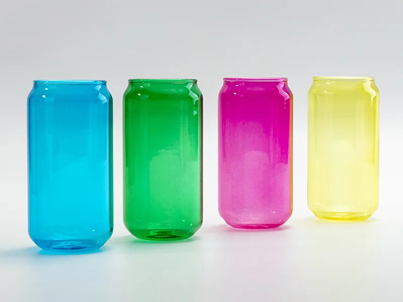 Sublimation Blanks 18oz/550ml Full Color Can Glass Mug with Straw(Yellow)