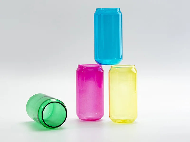 Sublimation Blanks 18oz/550ml Full Color Can Glass Mug with Straw(Yellow)