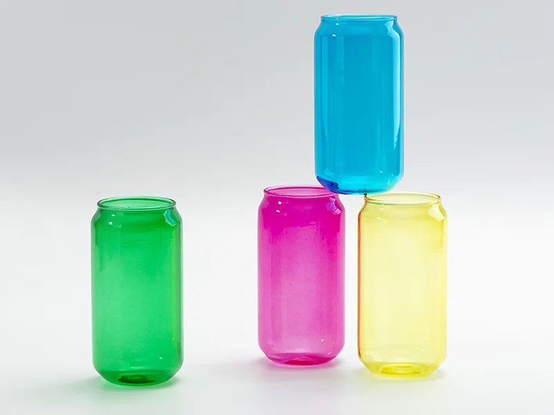 Sublimation Blanks 18oz/550ml Full Color Can Glass Mug with Straw(Yellow)