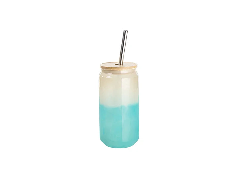 Sublimation Blanks 18oz/550ml Cold Color Change Glass Can with Bamboo Lid