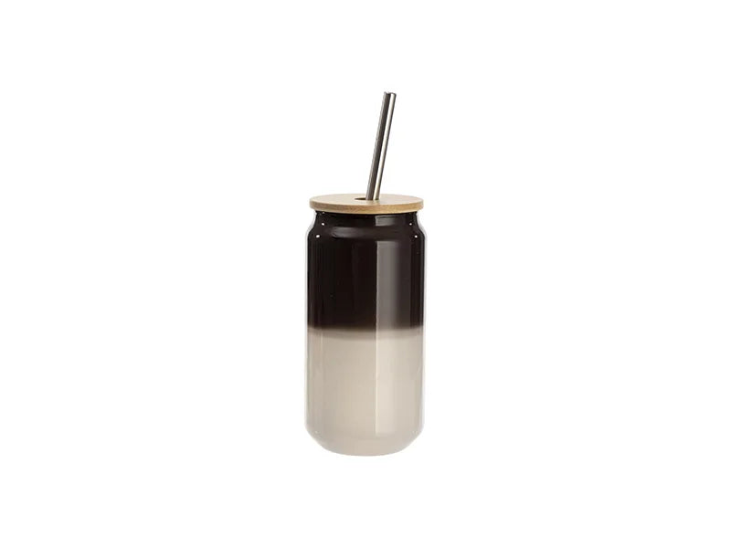 Sublimation Blanks 18oz/550ml Thermal Color Change Glass Can with Bamboo Lid