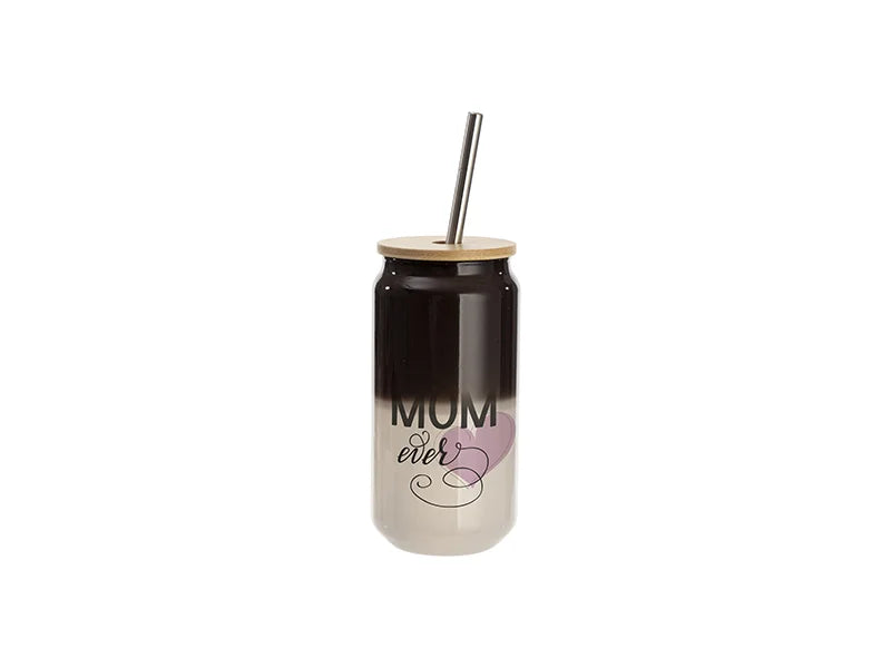 Sublimation Blanks 18oz/550ml Thermal Color Change Glass Can with Bamboo Lid