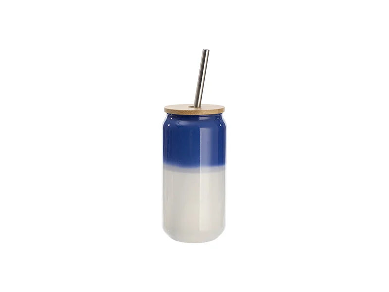 Sublimation Blanks 18oz/550ml Thermal Color Change Glass Can with Bamboo Lid