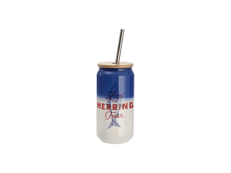 Sublimation Blanks 18oz/550ml Thermal Color Change Glass Can with Bamboo Lid