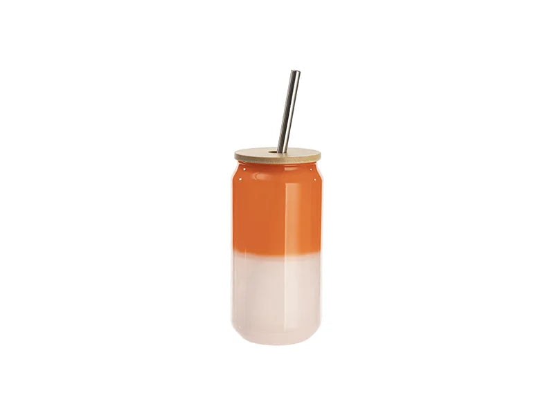 Sublimation Blanks 18oz/550ml Thermal Color Change Glass Can with Bamboo Lid