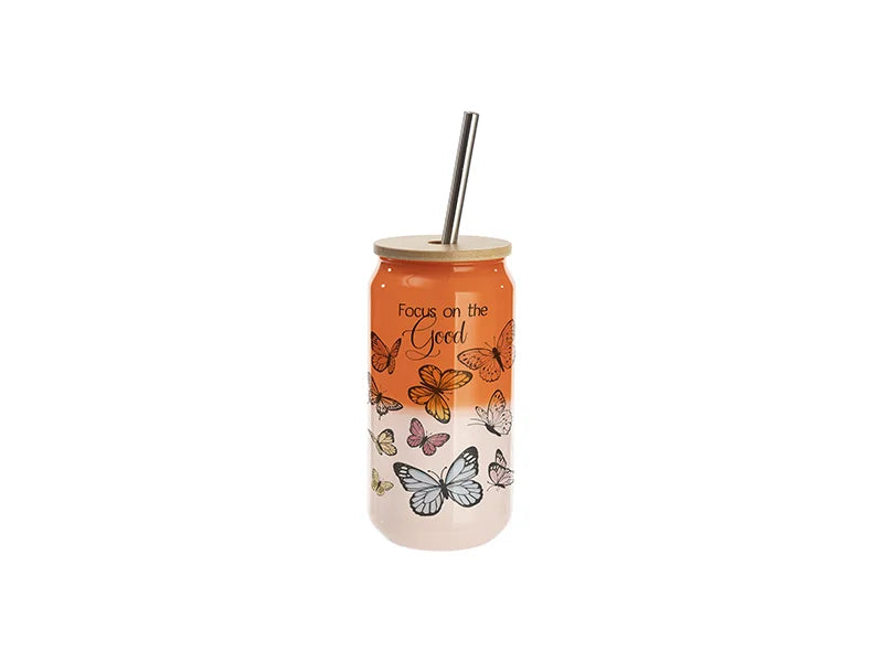 Sublimation Blanks 18oz/550ml Thermal Color Change Glass Can with Bamboo Lid