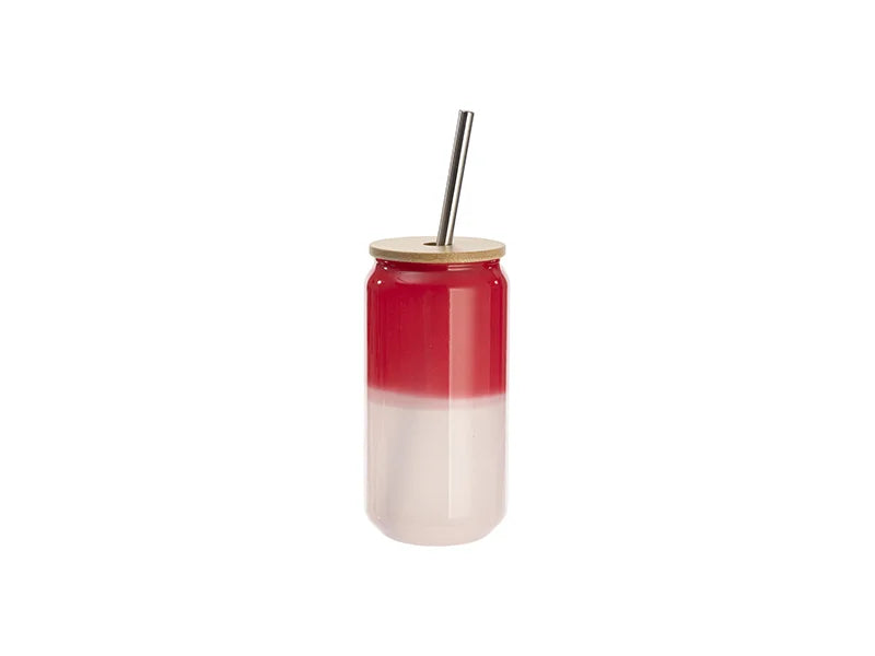 Sublimation Blanks 18oz/550ml Thermal Color Change Glass Can with Bamboo Lid