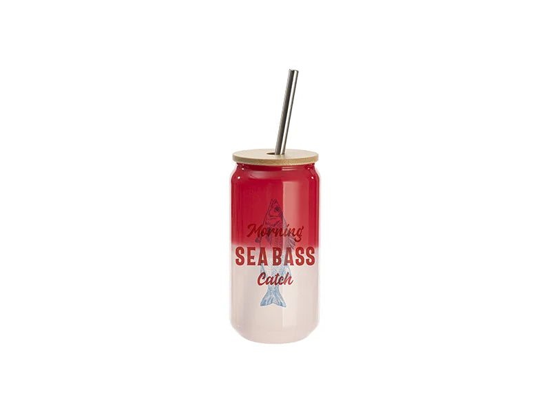 Sublimation Blanks 18oz/550ml Thermal Color Change Glass Can with Bamboo Lid