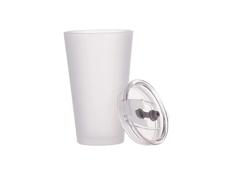 Sublimation 15oz/450ml Glass Tumbler w/ Lid & Straw (Frosted)