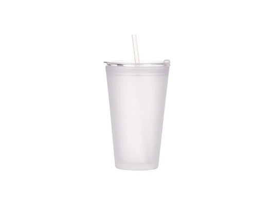 Sublimation 15oz/450ml Glass Tumbler w/ Lid & Straw (Frosted)